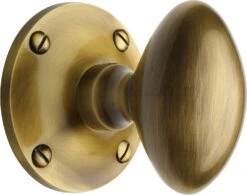 Mayfair Oval Mortice Knobs - Antique Brass (Gloss Lacquered)