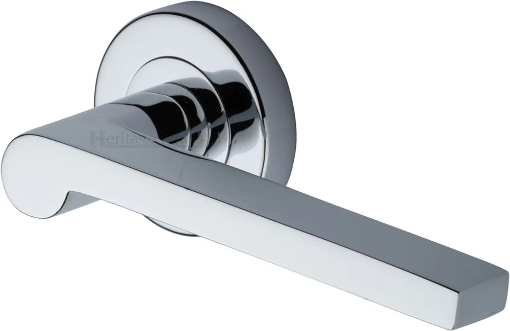 Metro Century Lever Handle On Round Rose - Polished Chrome