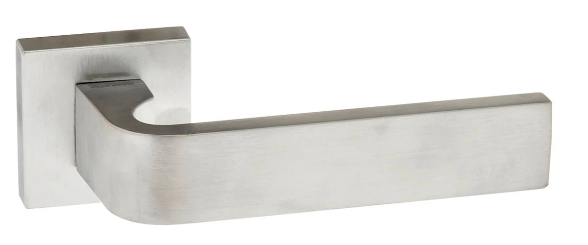 Monza Designer Lever Handle On Minimal Square Rose - Satin Chrome