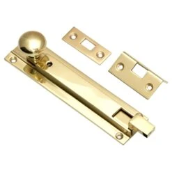 Locking Necked Door Bolt - Polished Brass (Lacquered)