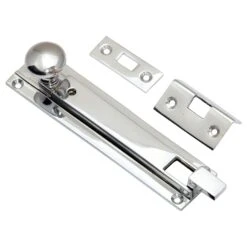 Locking Necked Door Bolt - Polished Chrome