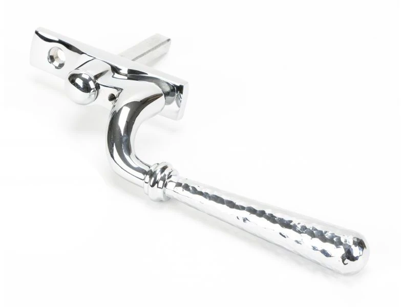 Newbury Cranked Hammered Pattern Locking Espagnolette Handle - Window Fastener - Left & Right Hand - Polished Chrome - Image 2
