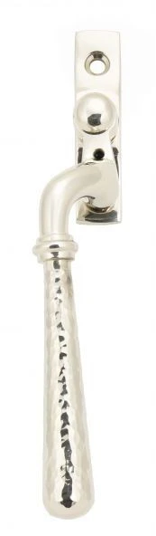 Newbury Cranked Hammered Pattern Locking Espagnolette Handle - Window Fastener - Left & Right Hand - Polished Nickel