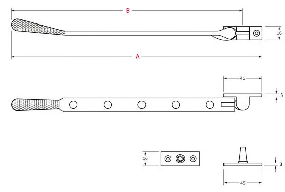 Newbury Hammered Pattern Window Stay - Available In Three Sizes - Polished Chrome - Image 2