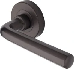Octave Lever Handle On Round Rose - Matt Bronze (Lacquered)