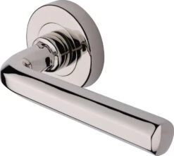 Octave Lever Handle On Round Rose - Polished Nickel