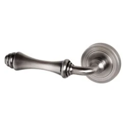 Durham Round Rose Lever Door Handles - Screw On Rose - Matt Gun Metal