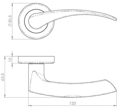 Olivier Lever Handle On Concealed Fix Round Rose - Antique Brass (Lacquered) - Suitable For Use With FD30 / FD60 Fire Doors - Image 2