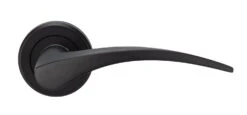 Olivier Lever Handle On Concealed Fix Round Rose - Matt Black - Suitable For Use With FD30 / FD60 Fire Doors