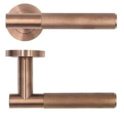 Orta Knurled Round Rose Lever Handles - PVD Satin Bronze
