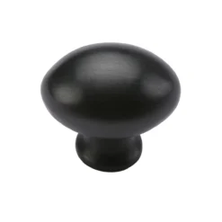 Oval Shaped Cupboard Knob - Available In Two Sizes - Matt Black
