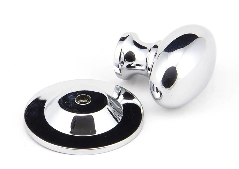 Oval Shaped Cupboard Door Knob - Two Sizes Available - Polished Chrome - Image 4