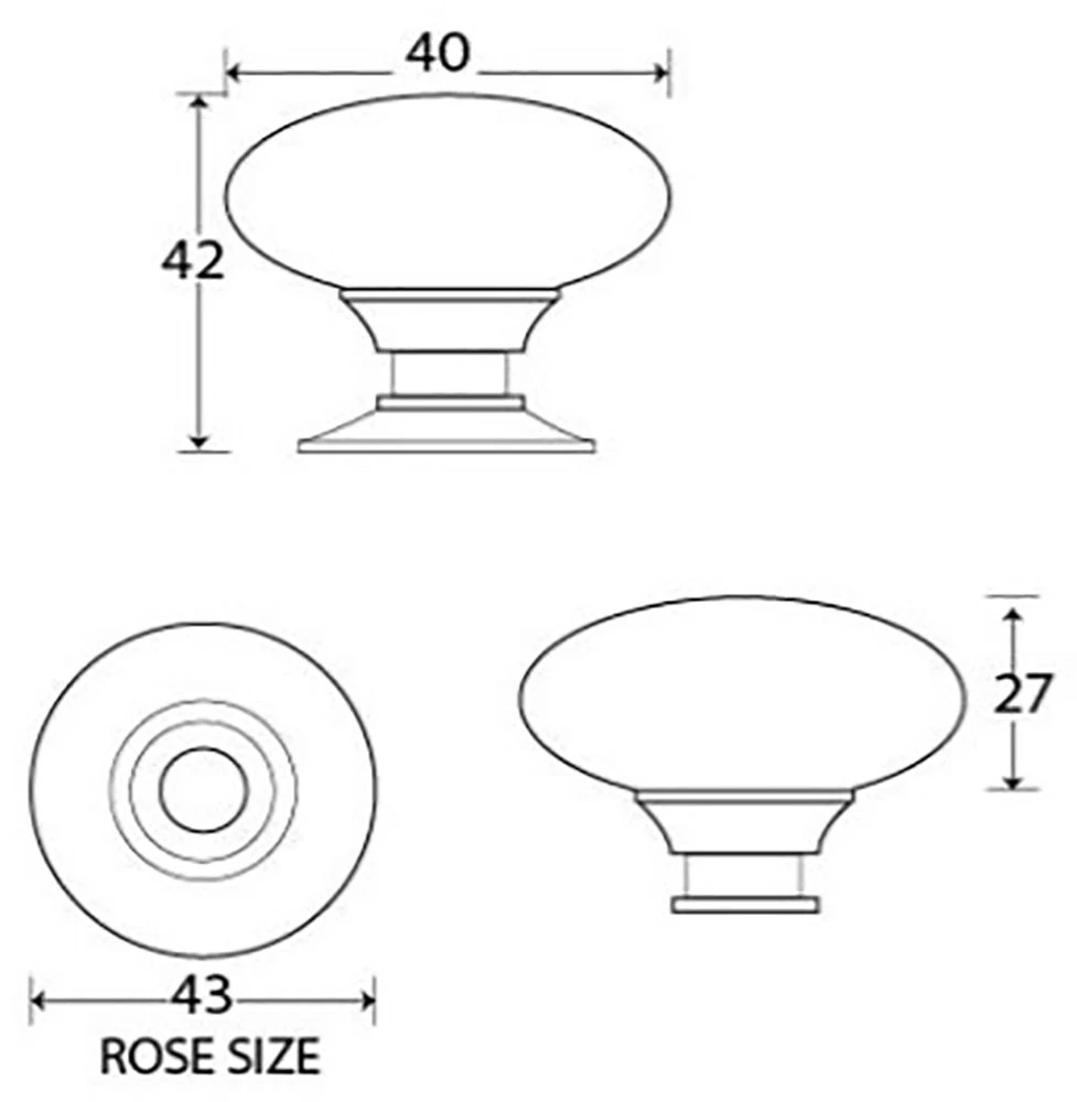 Oval Shaped Cupboard Door Knob - Two Sizes Available - Polished Nickel - Image 5