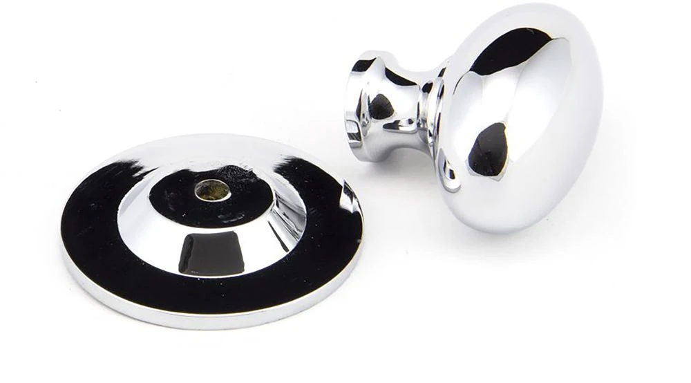Oval Shaped Cupboard Door Knob - Two Sizes Available - Polished Chrome - Image 2