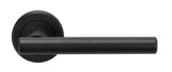 Philadelphia Lever Handle On Concealed Fix Round Rose - Matt Black - Suitable For Use With FD30 / FD60 Fire Doors