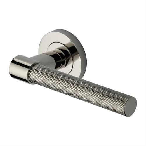 Phoenix Knurled Lever Handle On Concealed Fix Round Rose - Polished Nickel