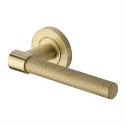 Phoenix Knurled Lever Handle On Concealed Fix Round Rose - Satin Brass (Lacquered)