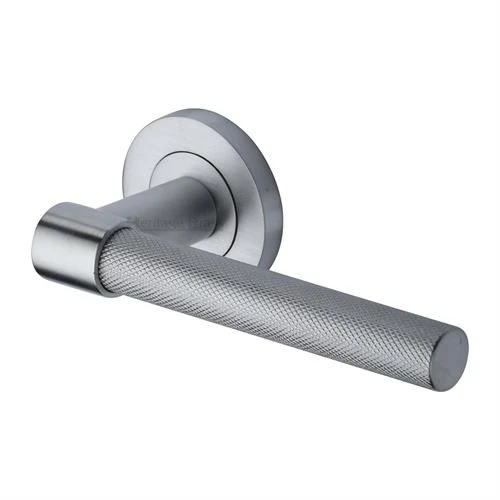 Phoenix Knurled Lever Handle On Concealed Fix Round Rose - Satin Chrome