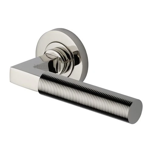 Phoenix Reeded Lever Handle On Concealed Fix Round Rose - Polished Nickel