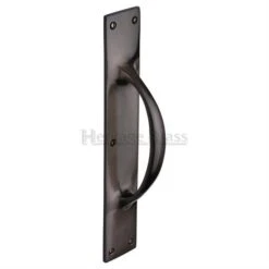 Bow Shape Pull Handle On Heavy Cast Backplate - Face Fixed - Matt Bronze (Lacquered)