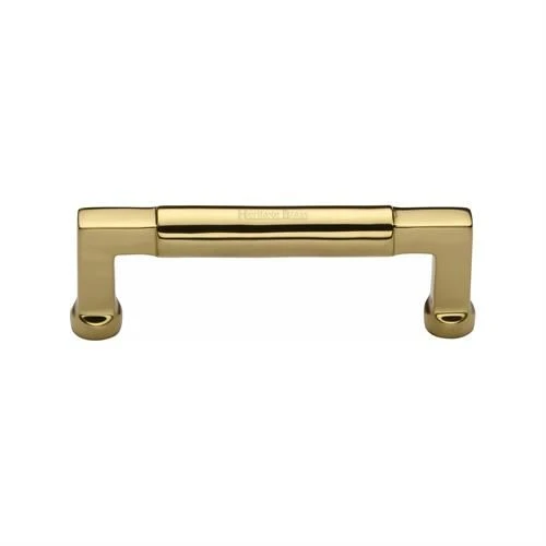 Rectangular Section Cabinet Pull Handle With Round Grip - Available In Six Sizes - Polished Brass (Lacquered)