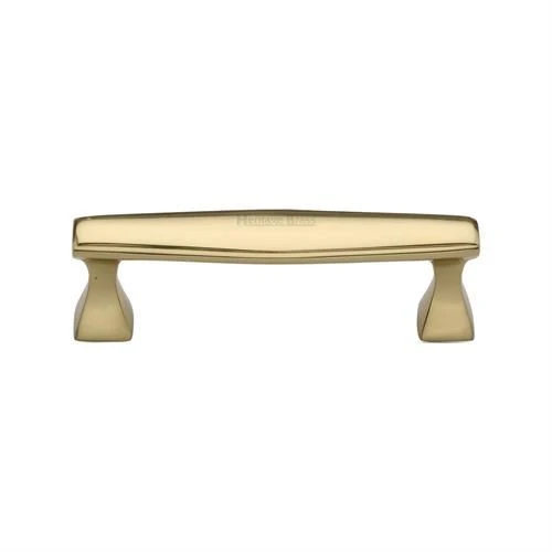 Art Deco Style Stepped Pattern Cabinet Pull Handle - Available In Four Lengths - Polished Brass (Lacquered)
