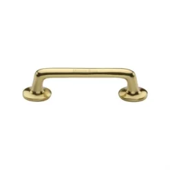 Classic Design Rounded Style D Shape Cabinet Pull Handle With Roses - Polished Brass (Lacquered)