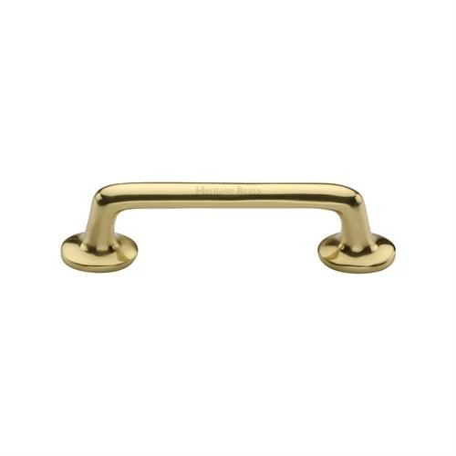 Classic Design Rounded Style D Shape Cabinet Pull Handle With Roses - Polished Brass (Lacquered)