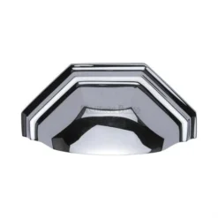 Shaped Pattern Drawer Pull Cup Handle - 104mm Width - Polished Chrome