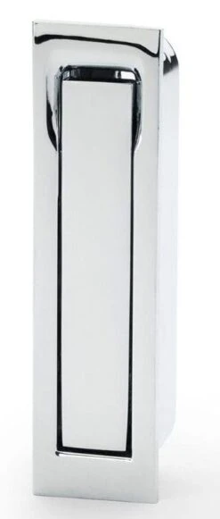 Square End Flush Fitting Pull Out Edge Pull For Sliding Pocket Hideaway Doors - Polished Chrome