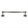 Classic Design Slim Bar Style Cabinet Handle With Ringed Pattern Roses - Available In Four Lengths - Polished Nickel