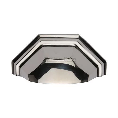Shaped Pattern Drawer Pull Cup Handle - 104mm Width - Polished Nickel