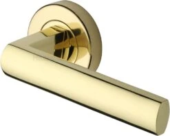 Poseidon Lever Handle On Round Rose - Polished Brass (Lacquered)