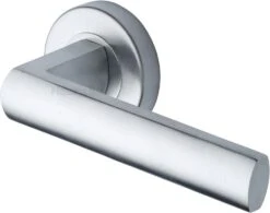 Poseidon Lever Handle On Round Rose - Satin Chrome