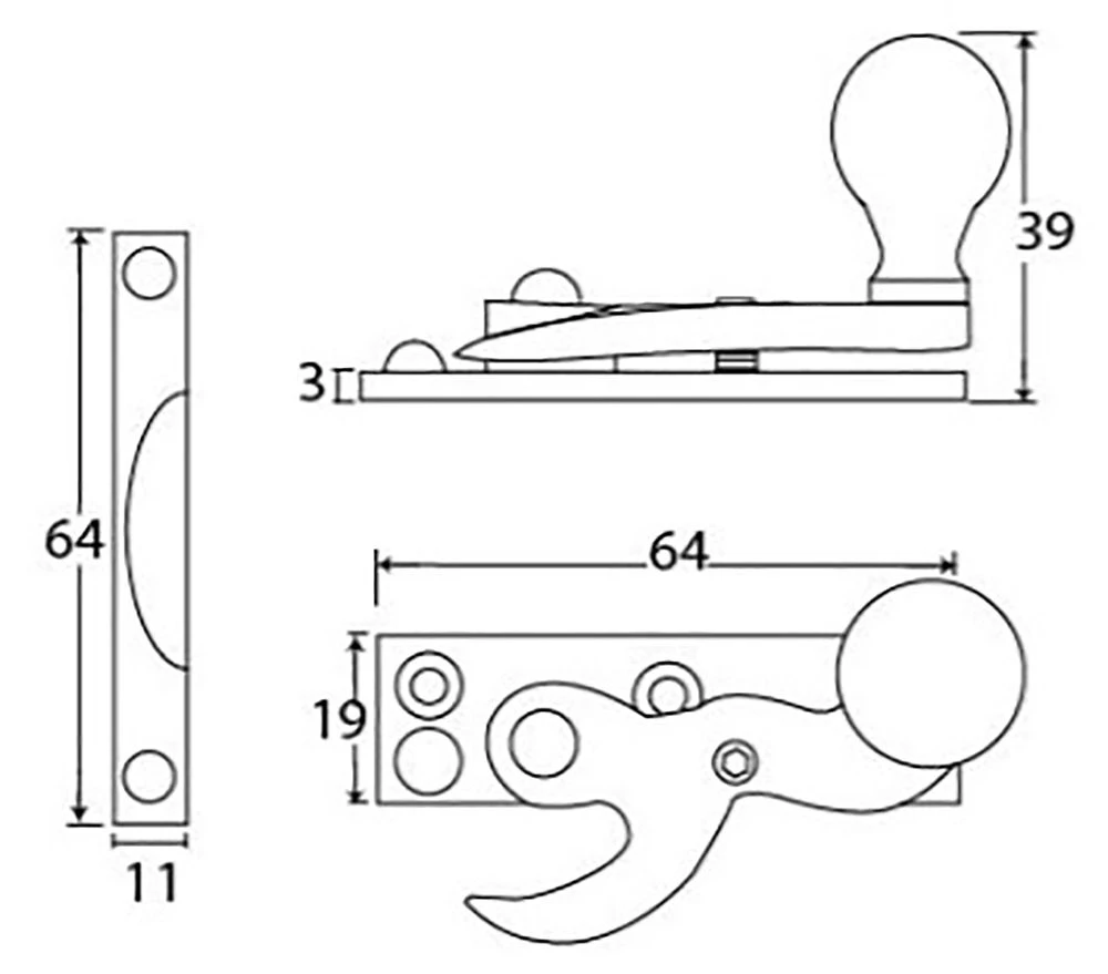 Prestbury Hook Pattern Sash Fastener - Satin Chrome - Image 2