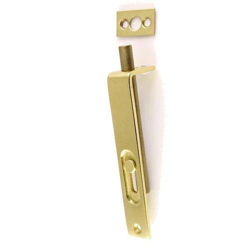 Small Flush Bolt With Slide Knob For Double Doors - Polished Brass (Lacquered)