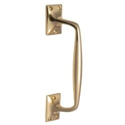Cranked Design Pub Style Face Fix Pull Handle - Polished Brass (Lacquered)