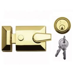 Double Locking Surface Mounted Night Latch (Front Door Yale Lock) - Polished Brass (Lacquered)