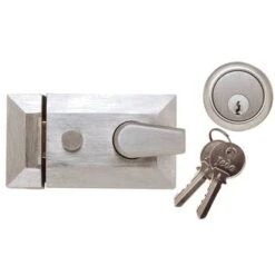 Double Locking Surface Mounted Night Latch (Front Door Yale Lock) - Satin Chrome