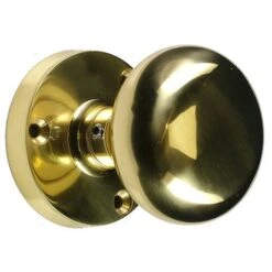 Mortice Door Knobs - Mushroom Shape - Polished Brass (Lacquered)