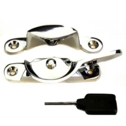 Narrow Patten Locking Fitch Fastener - For Double Glazed Sash Windows - Polished Chrome