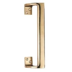 Cranked Design Face Fix Pull Handles - Polished Brass (Lacquered)