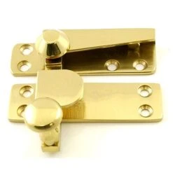 Straight Arm Pattern Sliding Sash Window Fastener - Polished Brass (Lacquered)