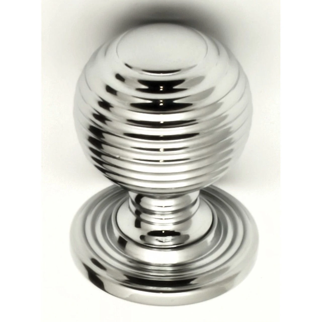 Queen Anne Style - Ringed Pattern Reeded Cupboard Door Knobs - 3 Sizes - Polished Chrome - Image 3