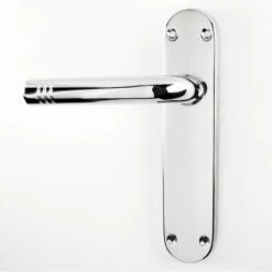 Porto Range - Modern Design Door Handles With Rounded Backplates - Polished Chrome