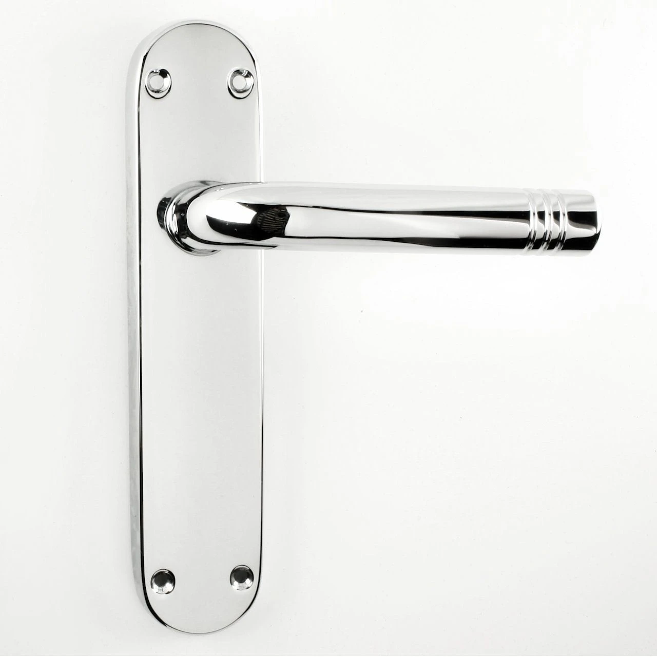 Porto Range - Modern Design Door Handles With Rounded Backplates - Polished Chrome - Image 2