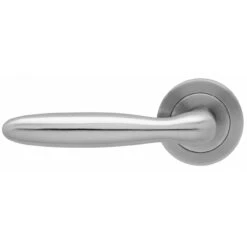 Corfu - Round Rose Lever Handles - Satin Stainless Steel