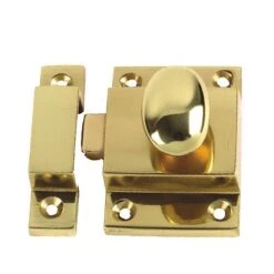 Cupboard Catch With Oval Knob - Polished Brass (Lacquered)