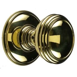 Plain Flat Bun Shape Door Knobs - Polished Brass (Lacquered)