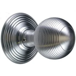 Queen Anne Reeded Pattern Mortice Knobs - Satin Chrome